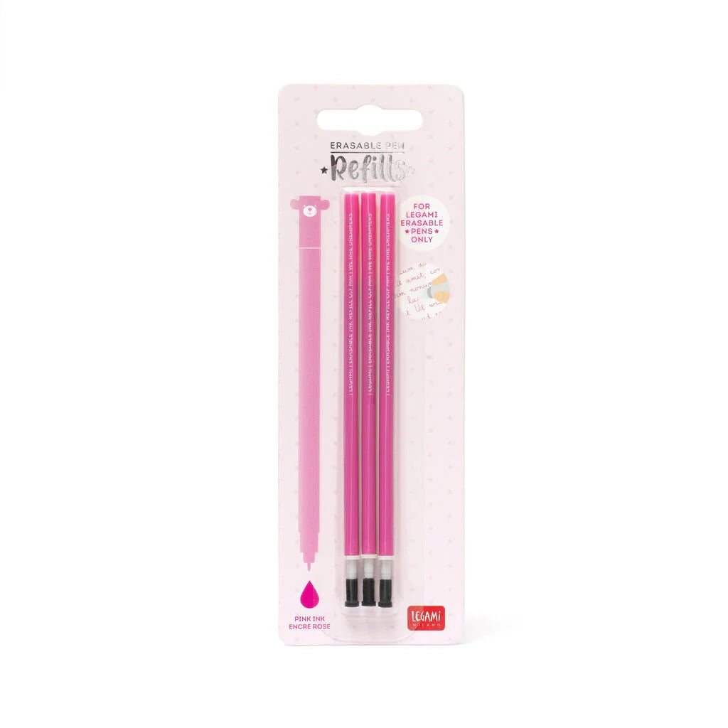 Legami Erasable Gel Pen Refill A Pack Of 3pcs - Pink Ink