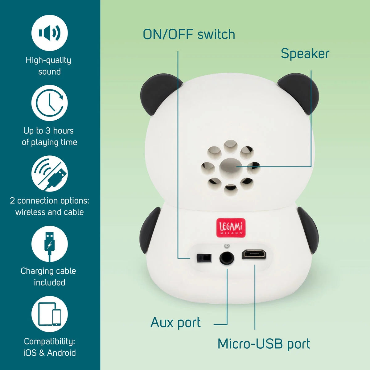 Legami The Sound Of Cuteness Wireless Speaker With Stand - Panda