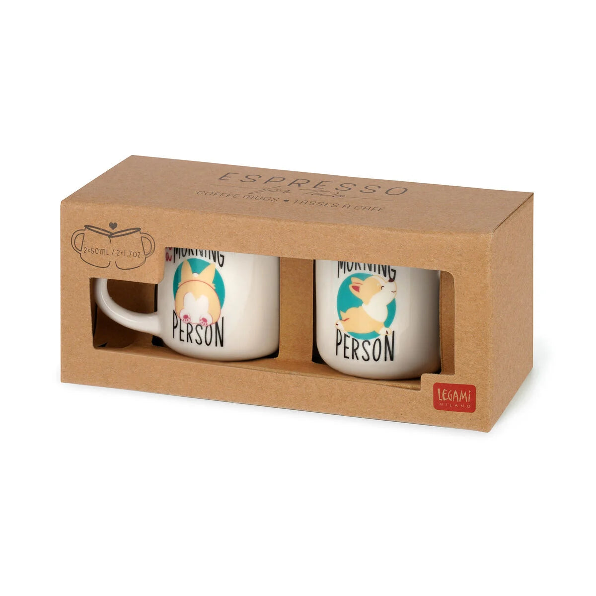 Legami Coffee Mugs A Set Of 2pcs - Espresso For Two - Corgi