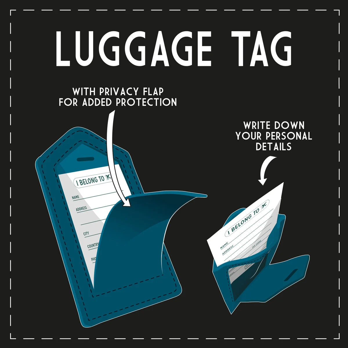 Legami Luggage Tag - Petrol Blue