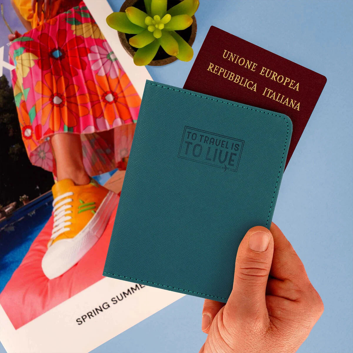 Legami Passport Holder - Petrol Blue