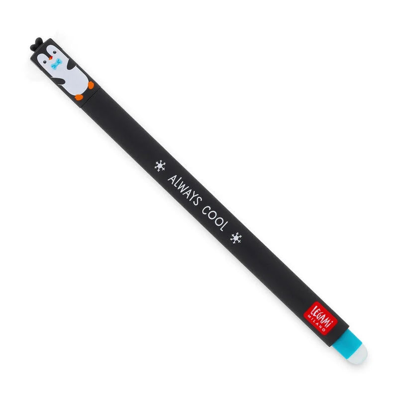 Legami Erasable Gel Pen 0.7mm Turquoise Ink - Penguin