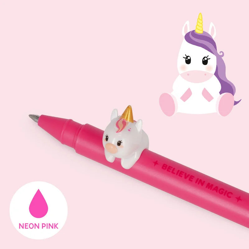 Legami Lovely Friends Gel Pen 0.5mm Neon Pink Ink - Unicorn