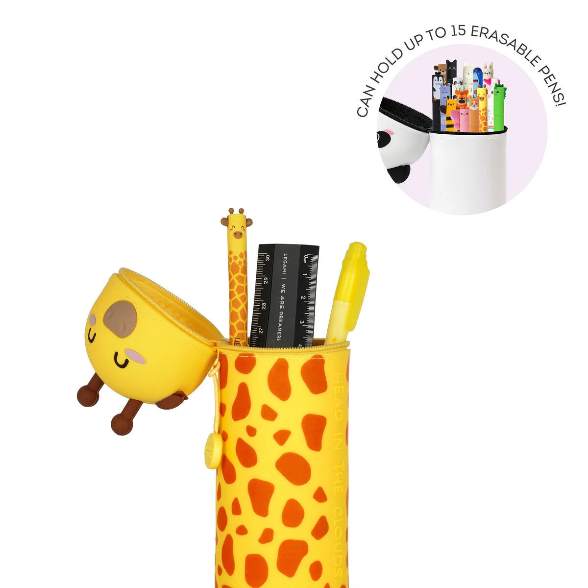Legami 2-In-1 Silicone Pencil Case - Kawaii - Giraffe "Head In The Clouds"