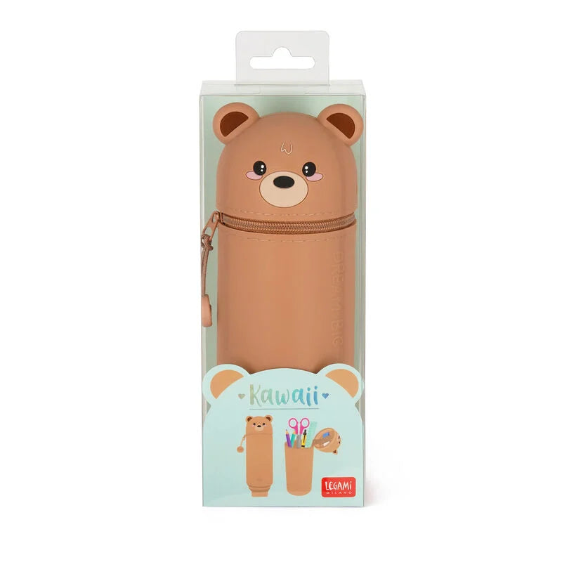 Legami 2 in 1 Soft Silicone Pencil Case - Kawaii Teddy Bear