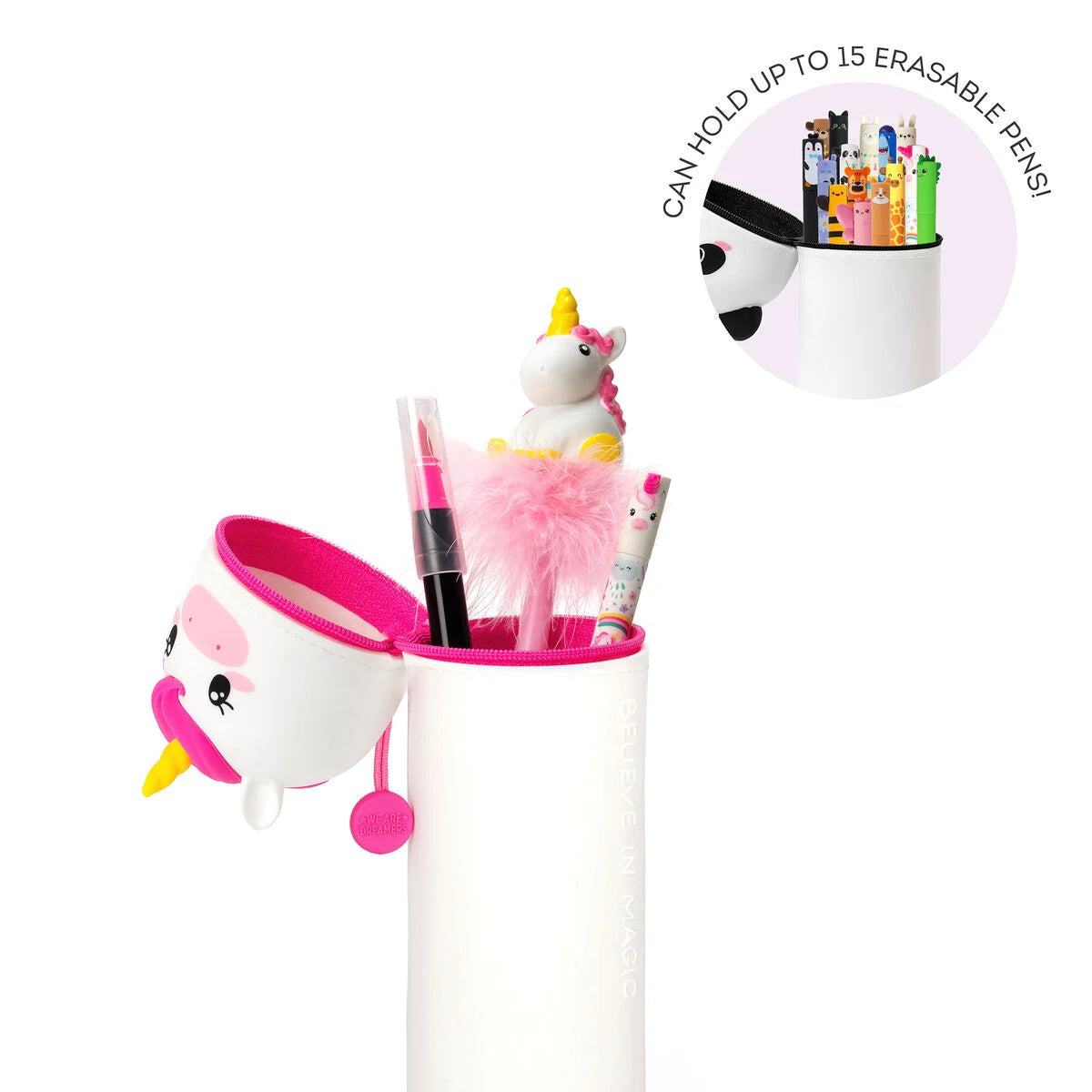 Legami 2-In-1 Silicone Pencil Case - Kawaii - Unicorn "Believe In Magic"