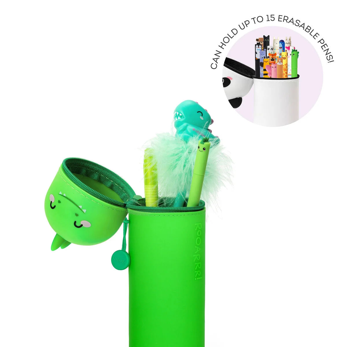 Legami 2-In-1 Silicone Pencil Case - Kawaii - Dino "Roooarr"
