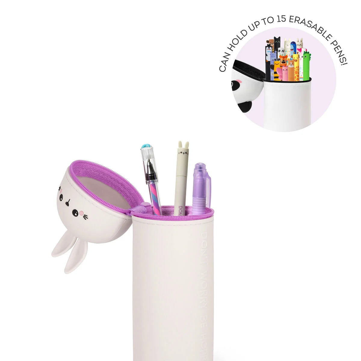 Legami 2-In-1 Silicone Pencil Case - Kawaii - Bunny "Don't Worry Be Hoppy"