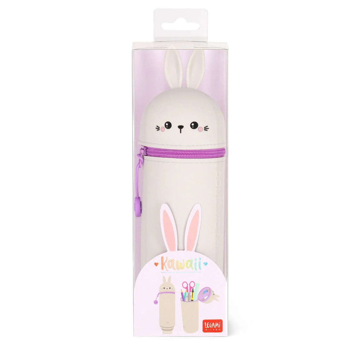 Legami 2 in 1 Soft Silicone Pencil Case - Kawaii Bunny