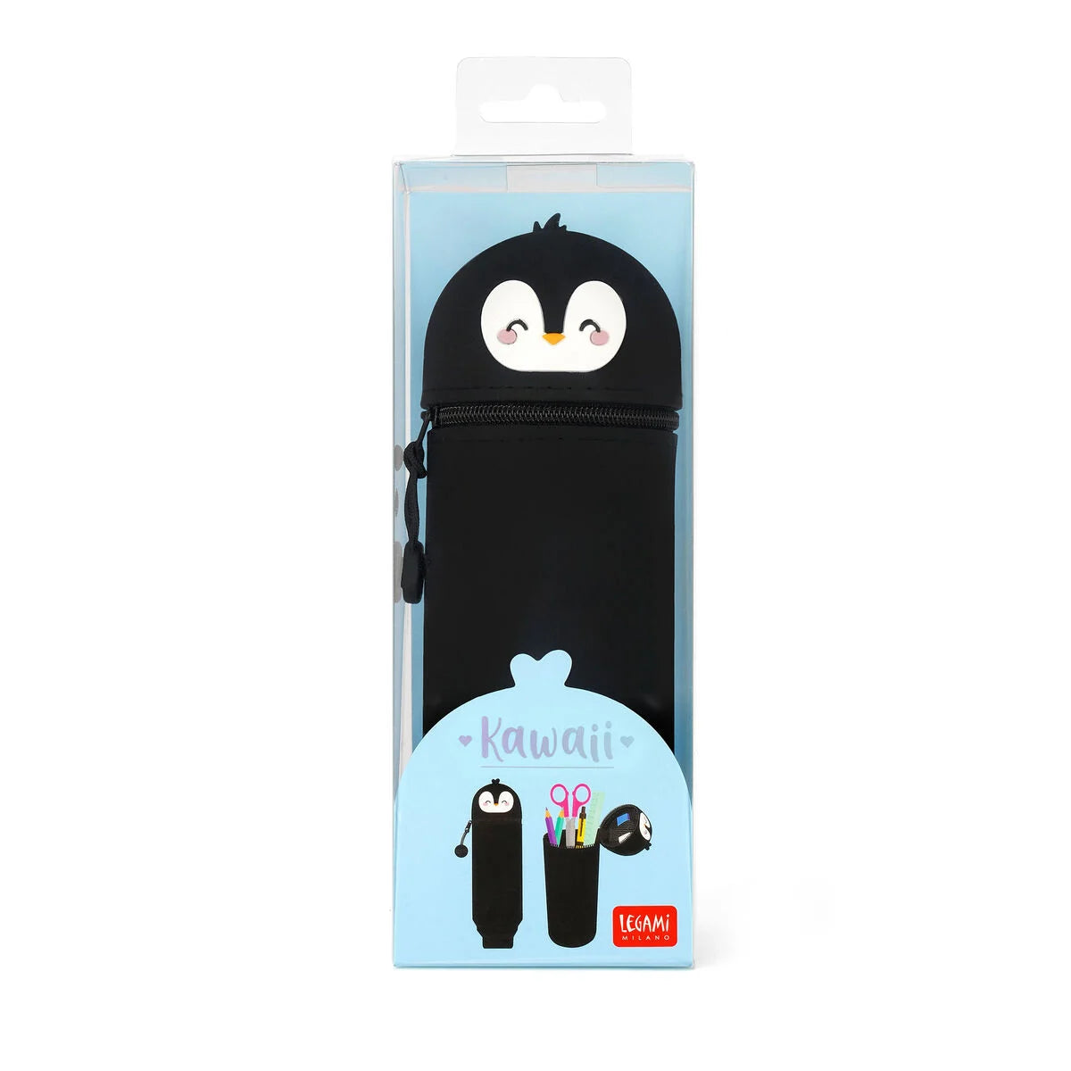 Legami 2-In-1 Silicone Pencil Case - Kawaii - Penguin "Always Cool"