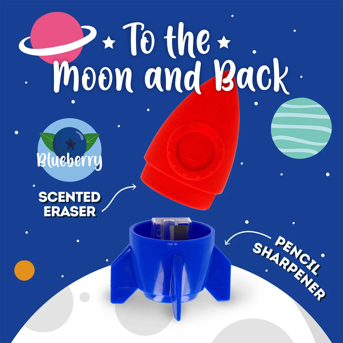 Legami Sharpener With Eraser - To The Moon And Back