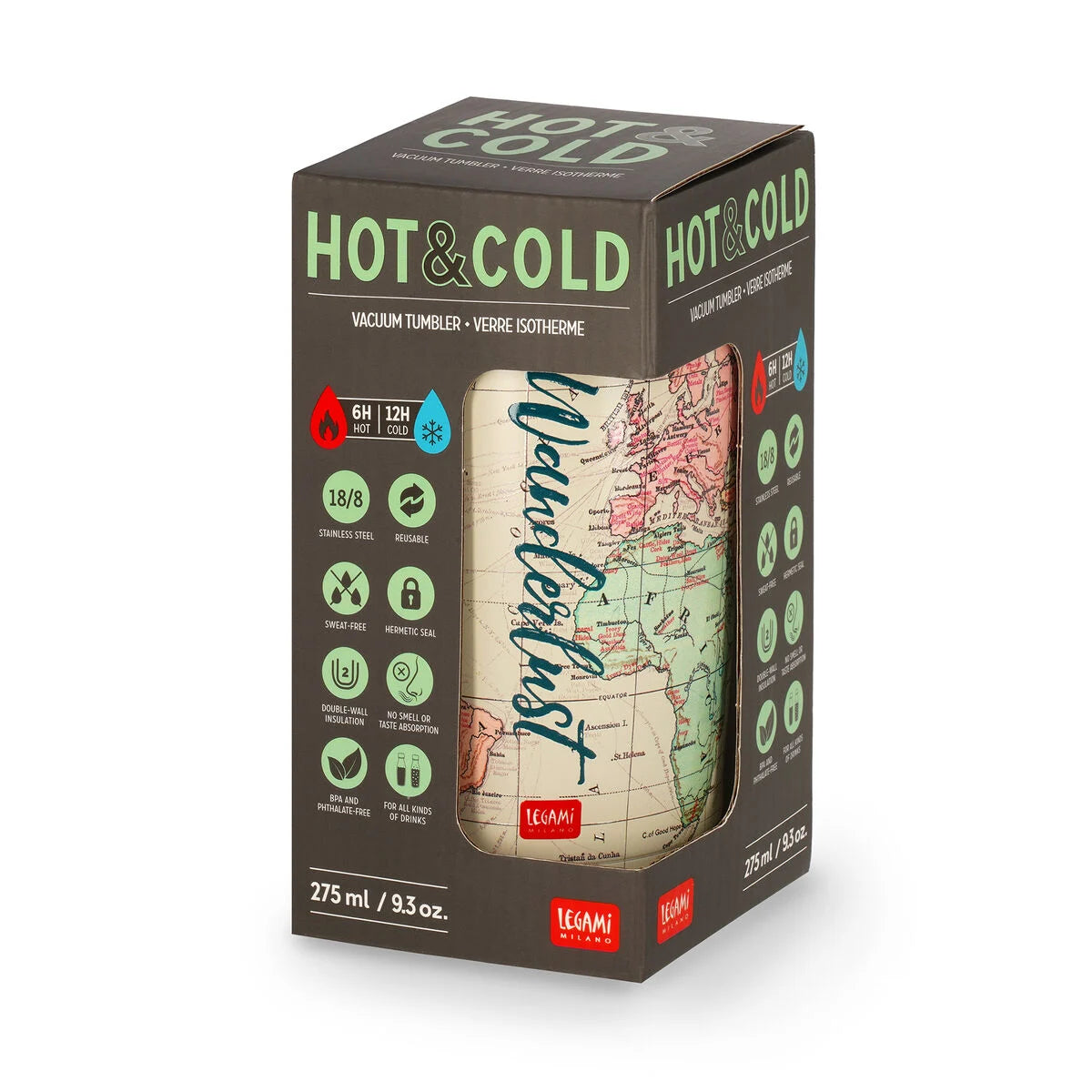 Legami Hot & Cold Vacuum Tumbler 275ml - Travel