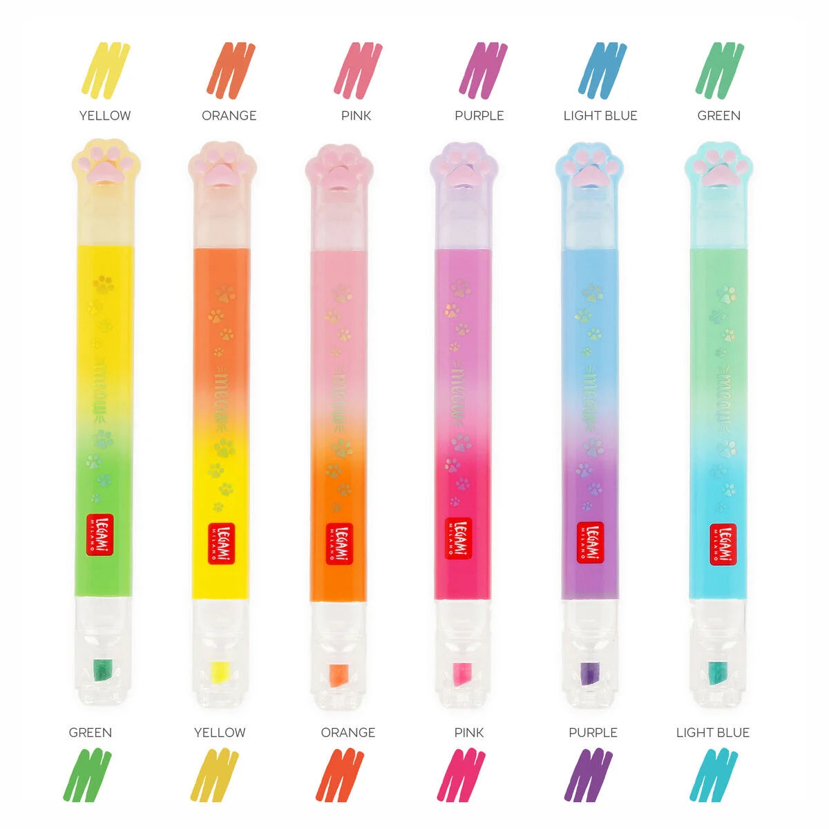 Legami Kitty Dual-Tip Highlighters A Set Of 6pcs - Meow