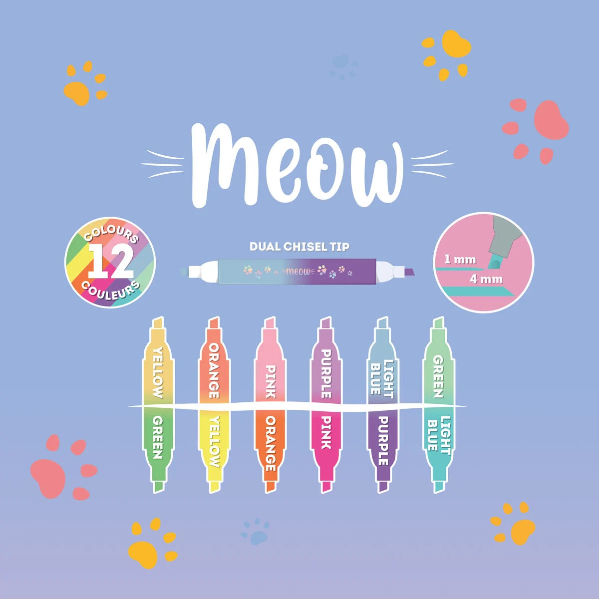 Legami Kitty Dual-Tip Highlighters A Set Of 6pcs - Meow