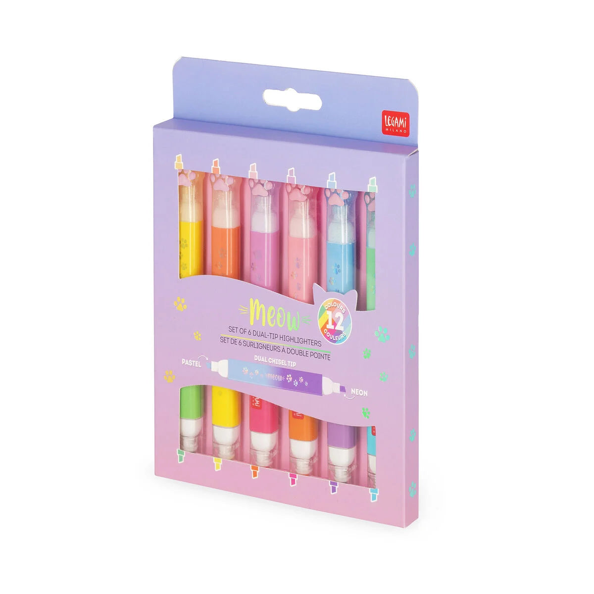 Legami Kitty Dual-Tip Highlighters A Set Of 6pcs - Meow