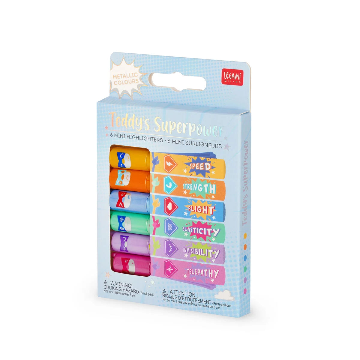 Legami Mini Highlighters A Set Of 6pcs - Teddy's Superpower