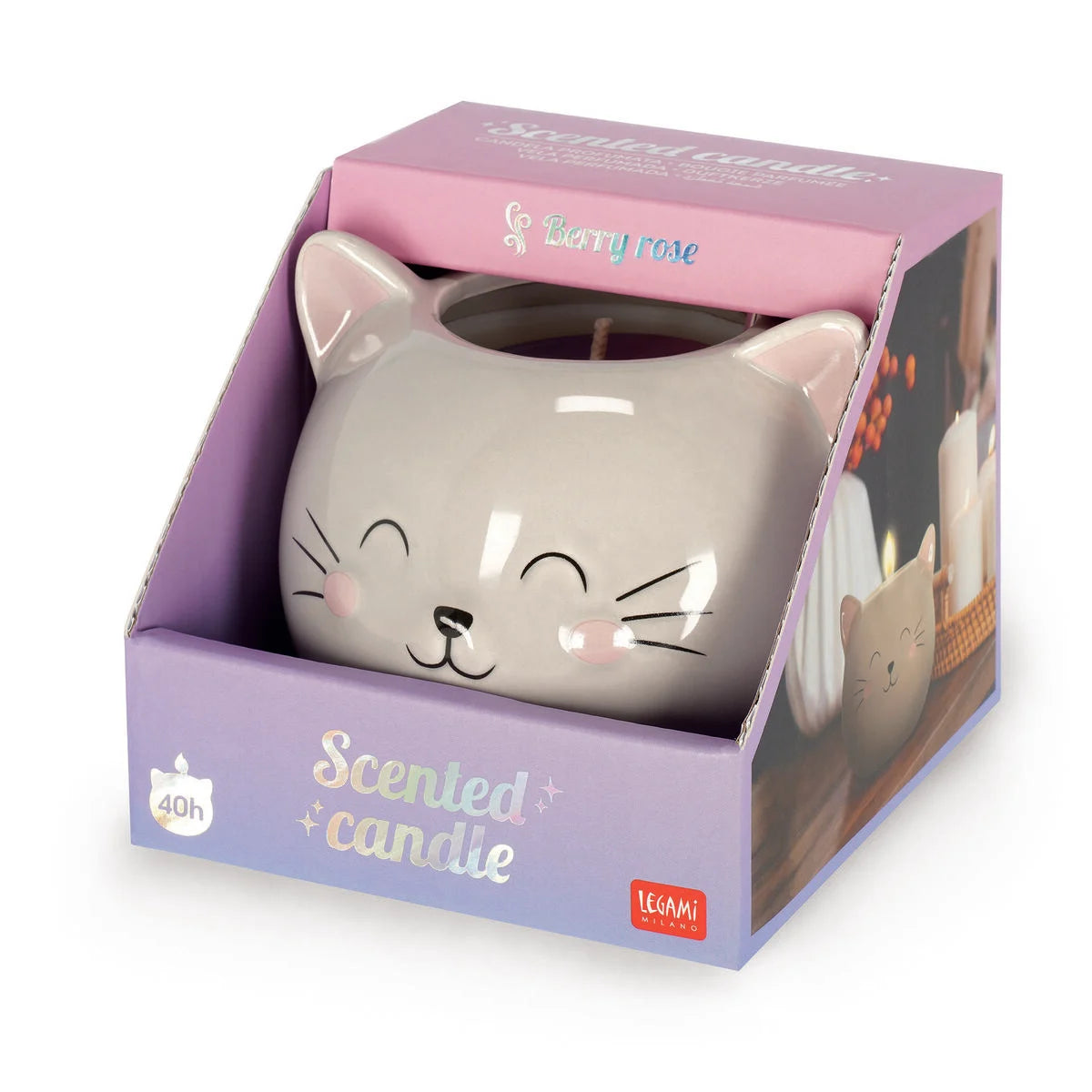 Legami Scented Candle - Kitty - Berry Rose