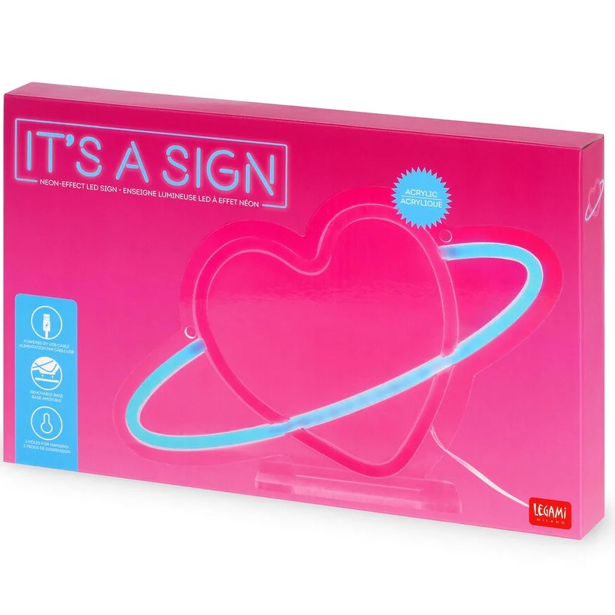 Legami Neon Effect Led Light Sign - It's a Sign - Planet Heart
