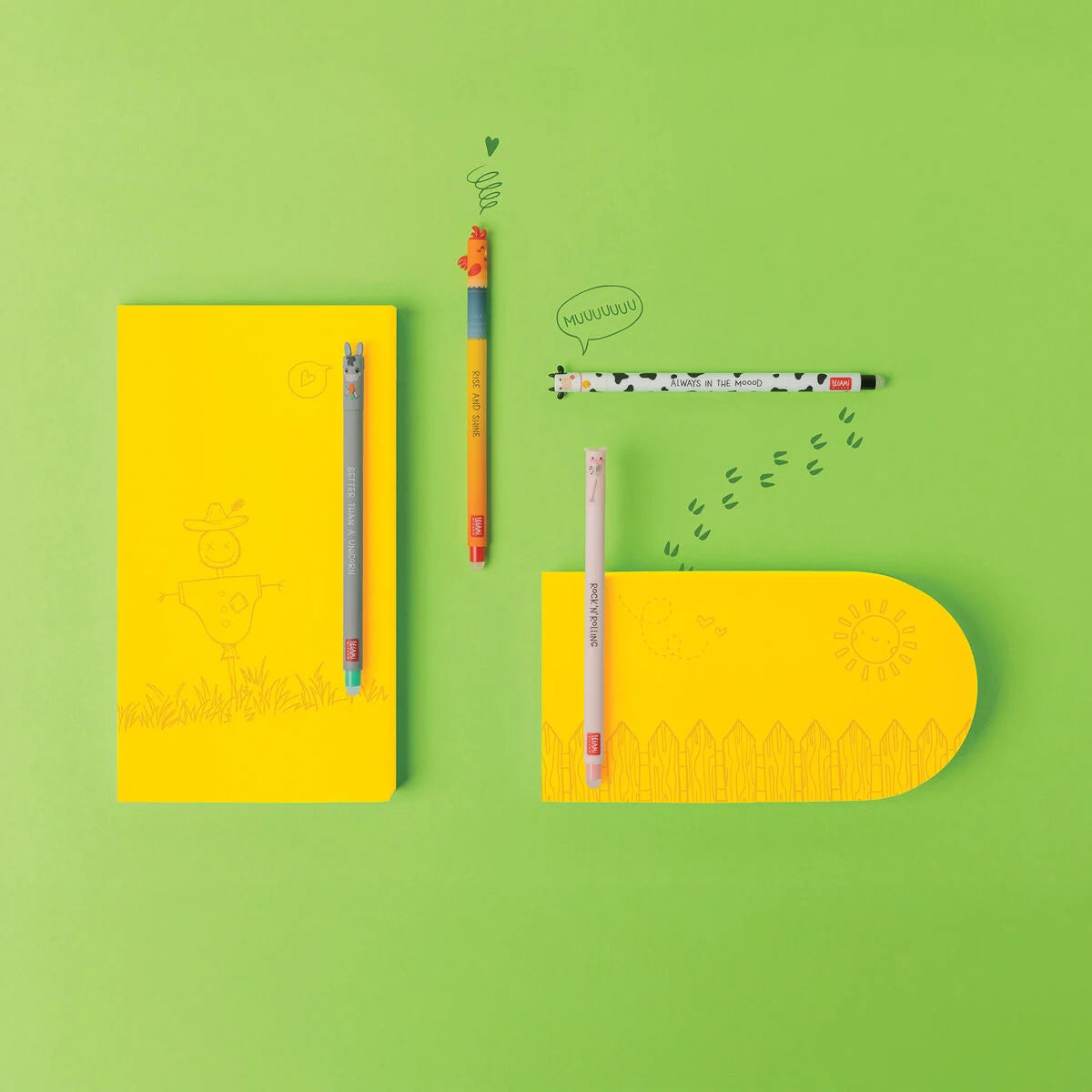 Legami Erasable Pens A Set Of 4pcs - Farm Sweet Farm