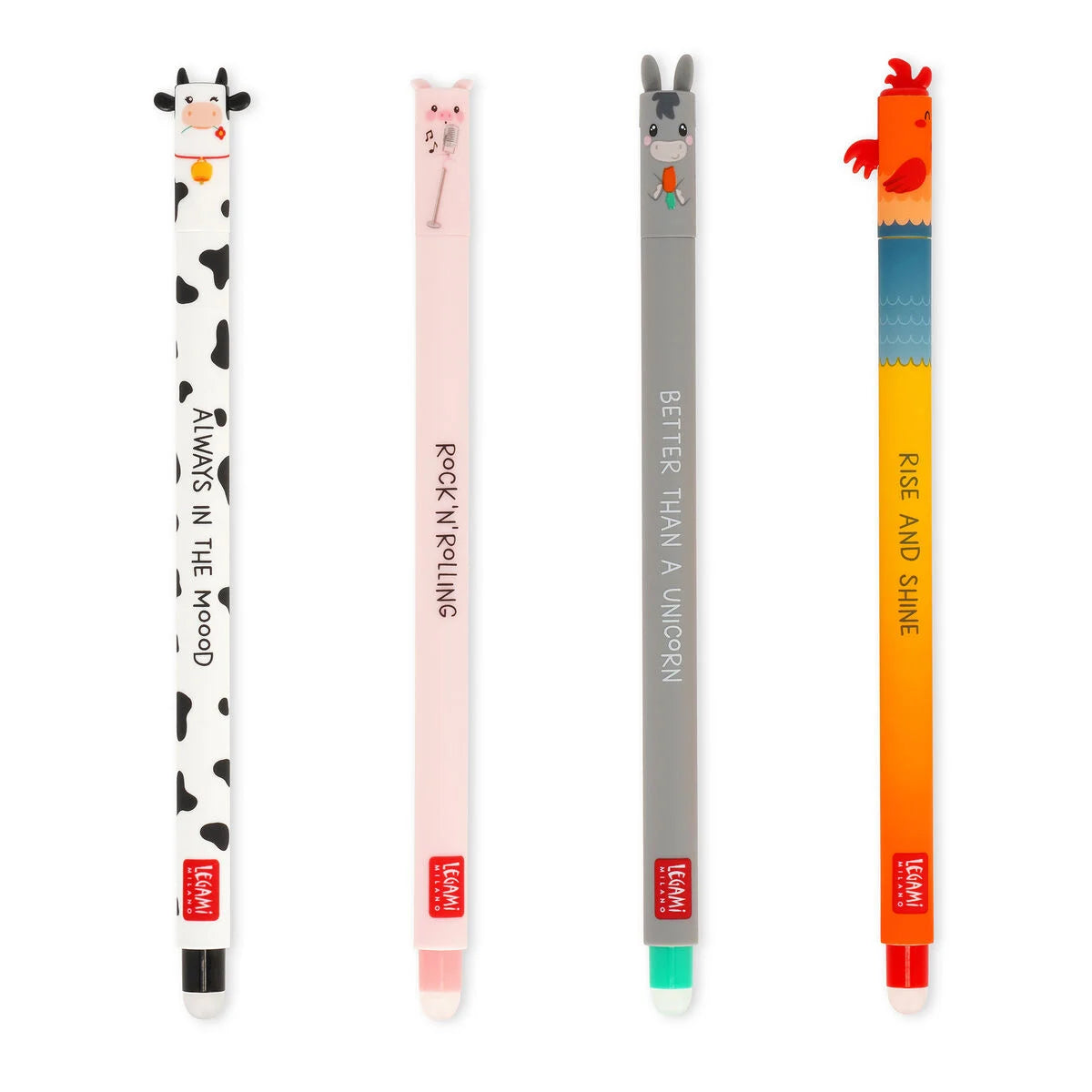 Legami Erasable Pens A Set Of 4pcs - Farm Sweet Farm