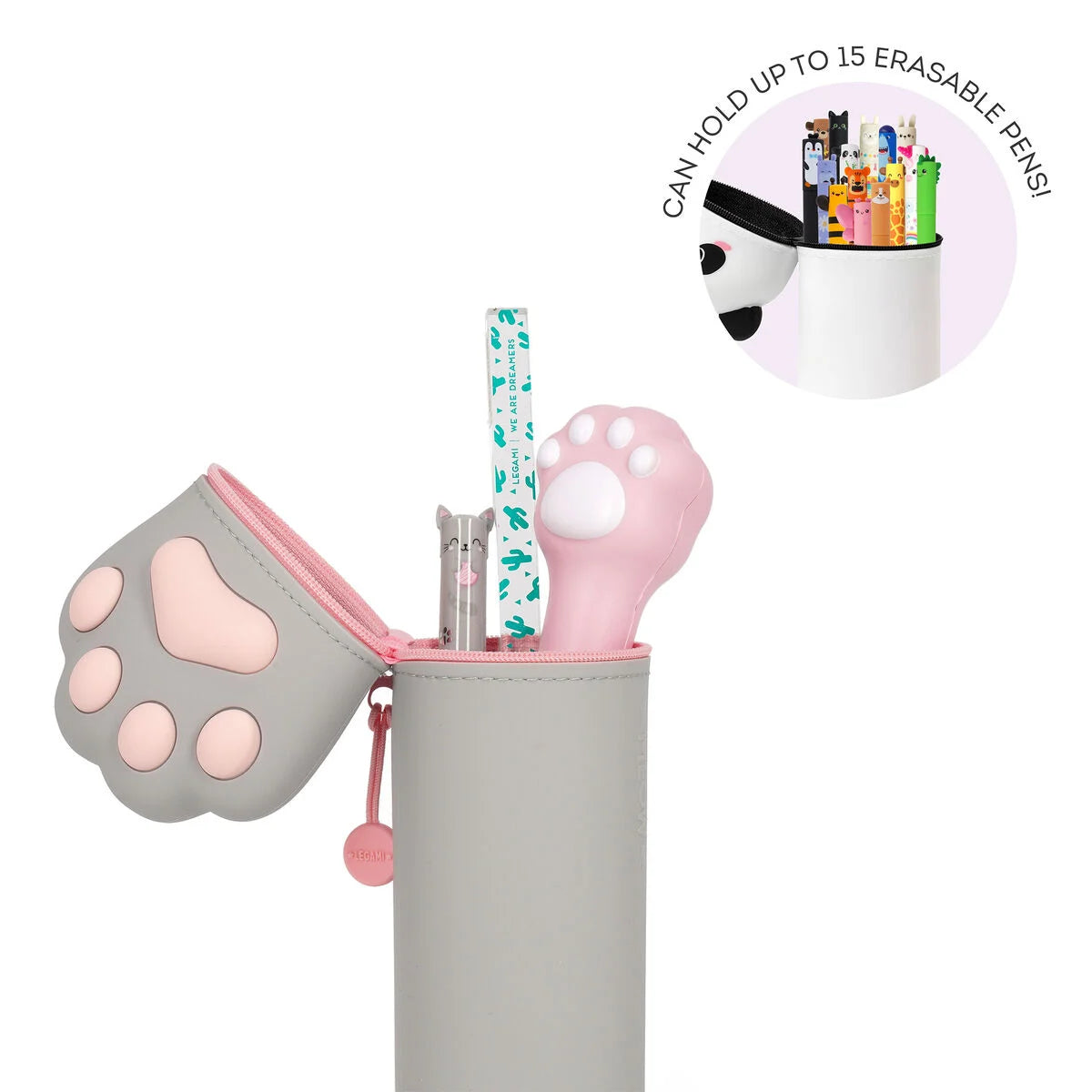 Legami 2-In-1 Silicone Pencil Case - Kawaii - Kitty "Be Curious"