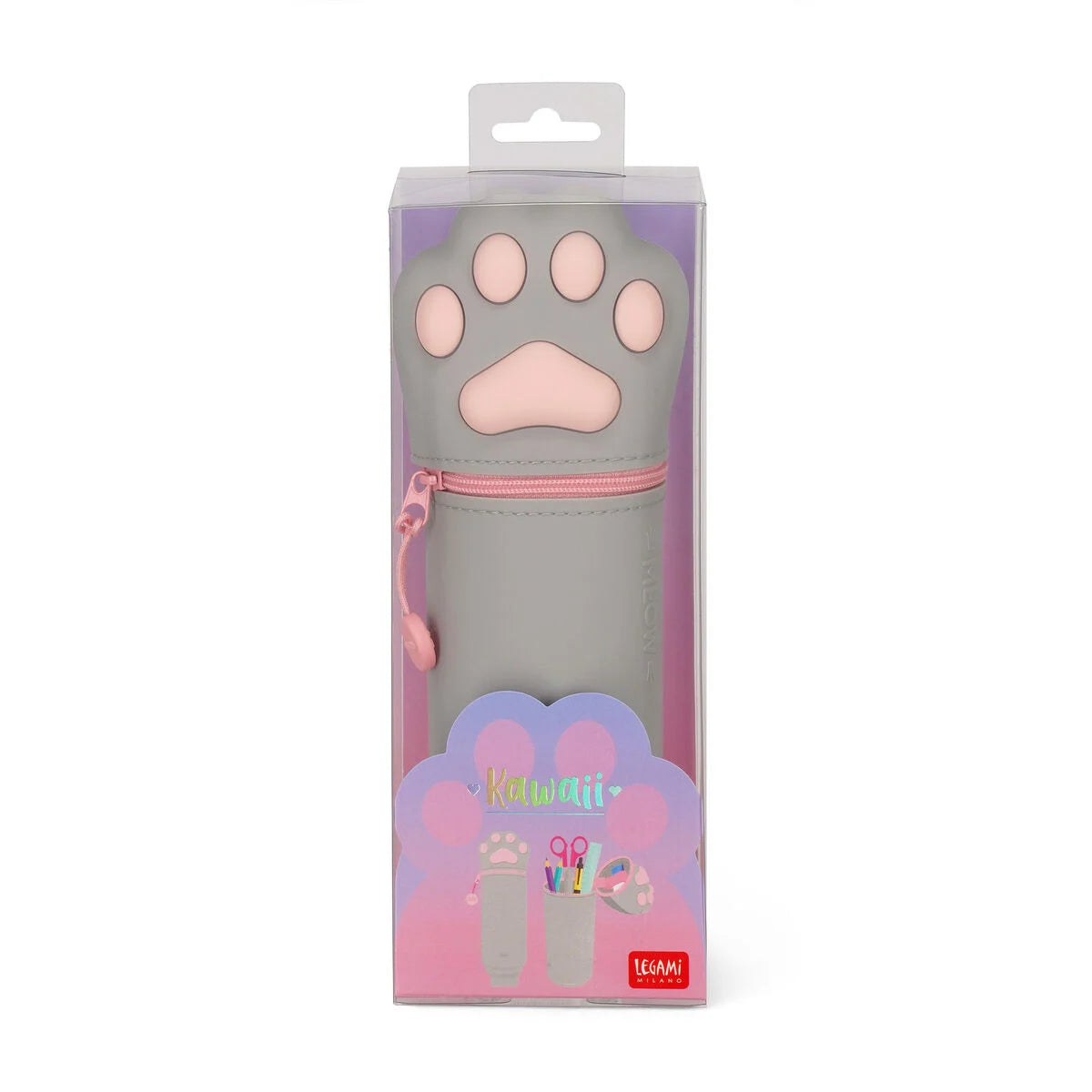 Legami 2-In-1 Silicone Pencil Case - Kawaii - Kitty "Be Curious"