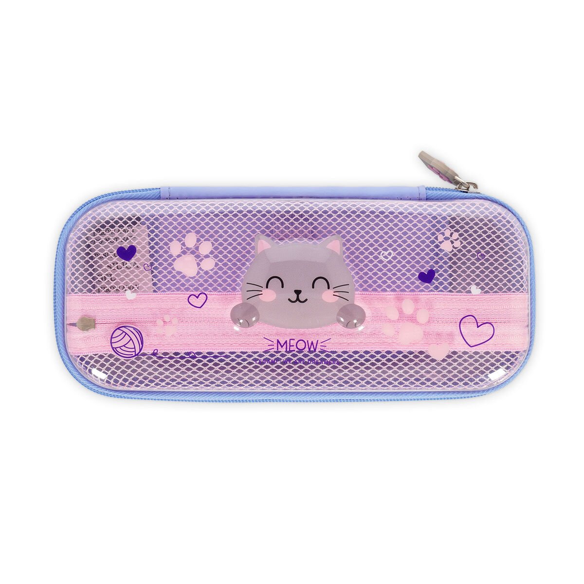 Legami Rigid Transparent Pencil Case - WonderWow - Kitty