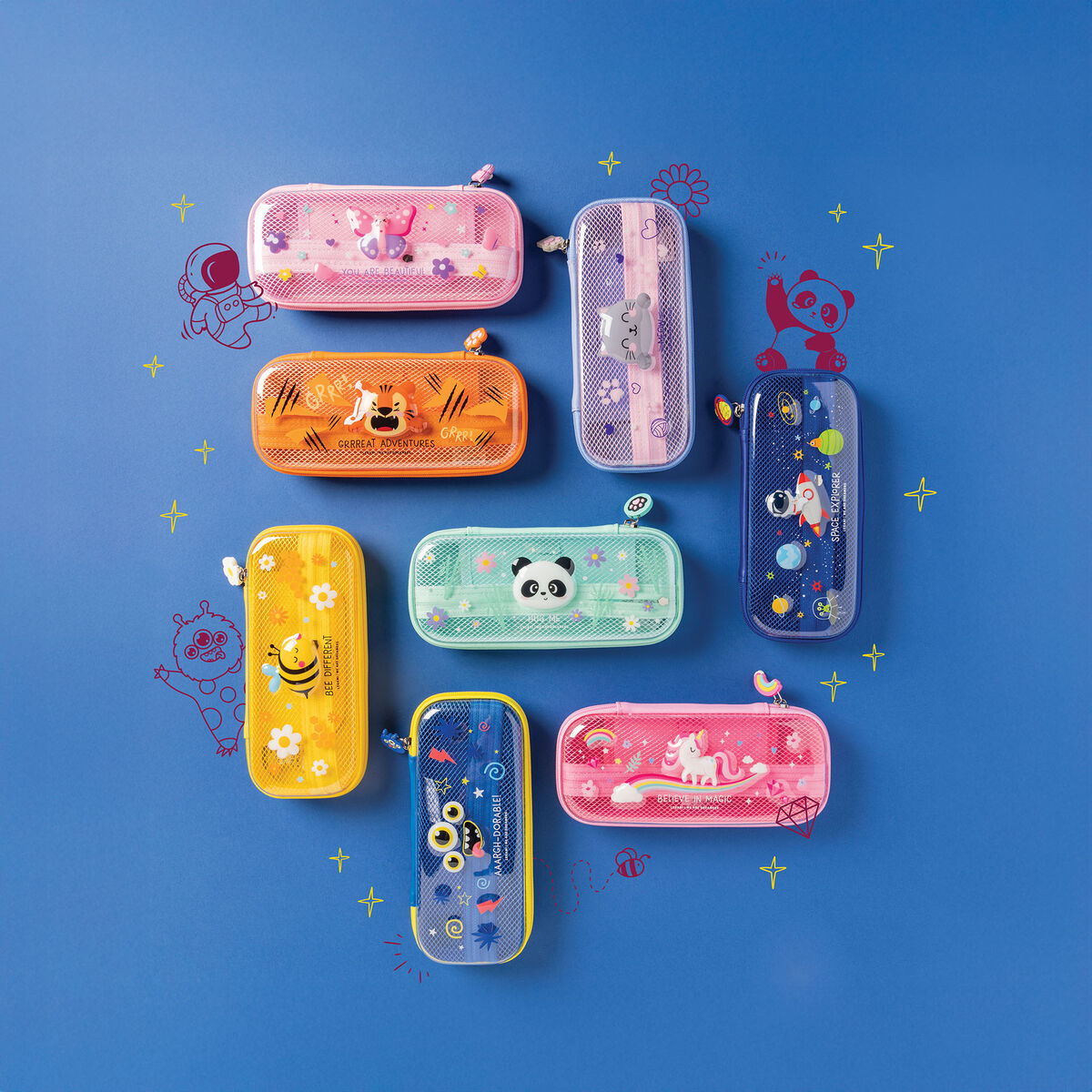 Legami Rigid Transparent Pencil Case - WonderWow - Space