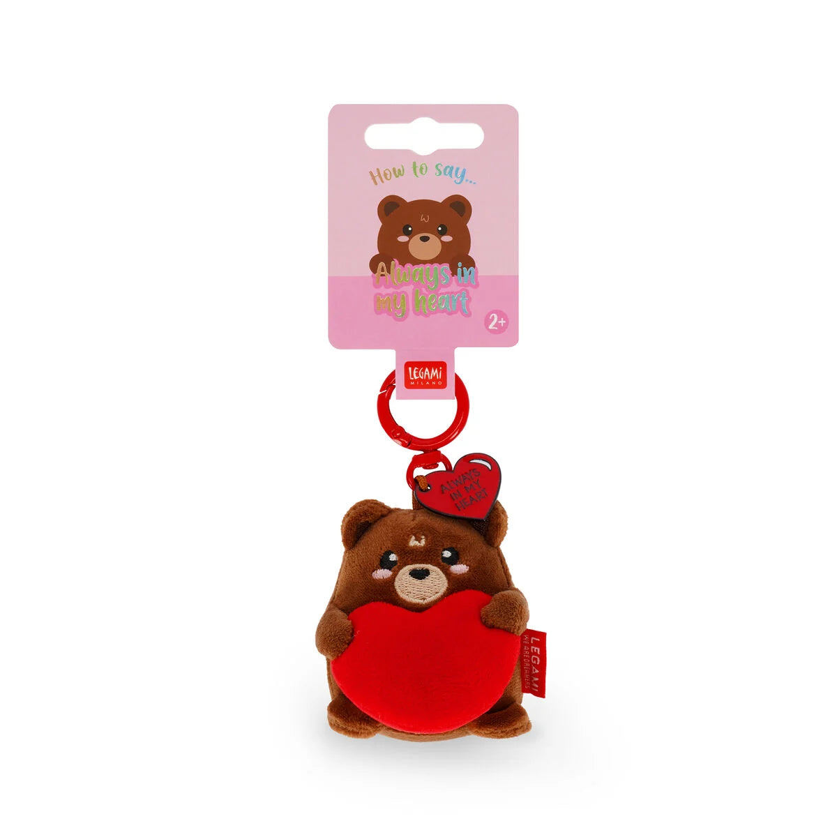 Legami Plush Key Ring - Tiny Super Soft! - Teddy Bear - Always In My Heart