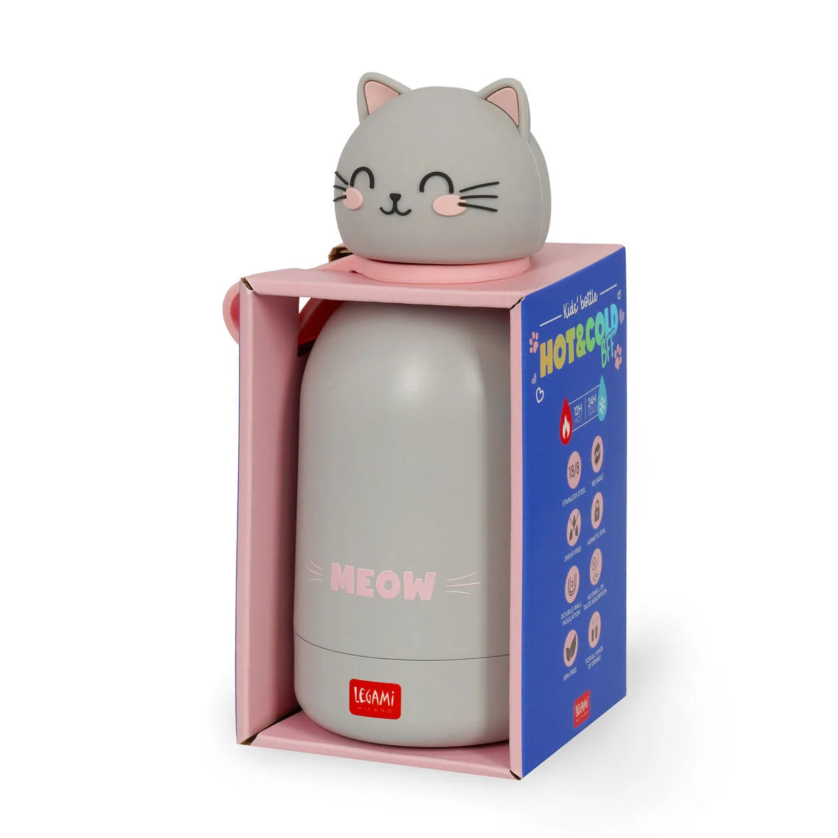 Legami Vacuum Bottle For Kids 310ml - Hot & Cold BFF - Kitty