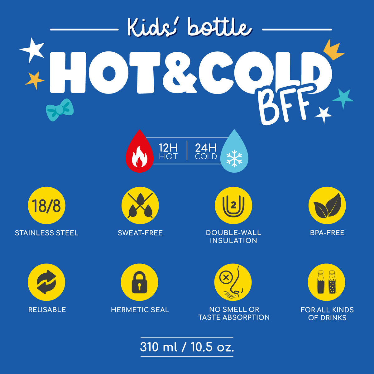 Legami Vacuum Bottle For Kids 310ml - Hot & Cold BFF - Penguin