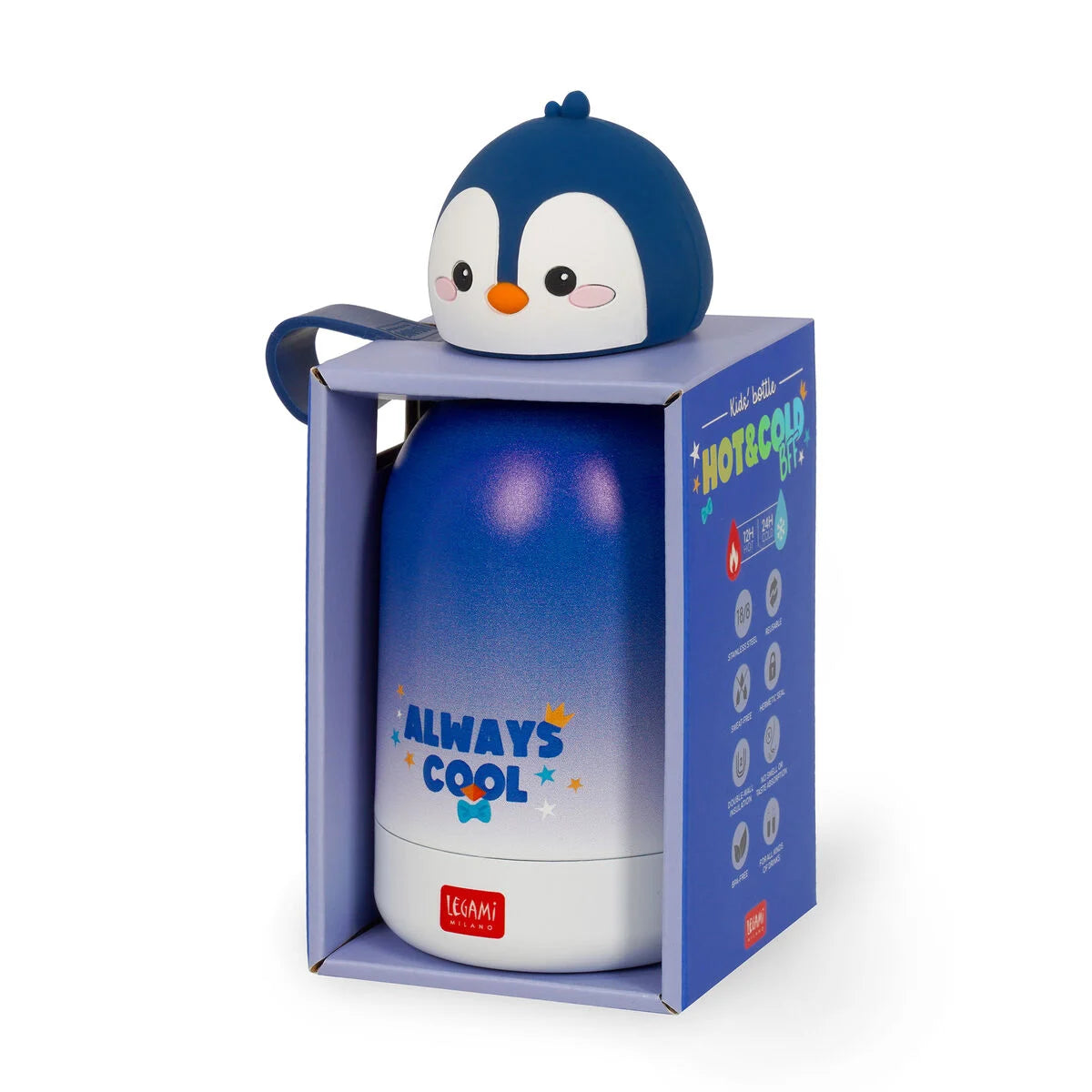 Legami Vacuum Bottle For Kids 310ml - Hot & Cold BFF - Penguin