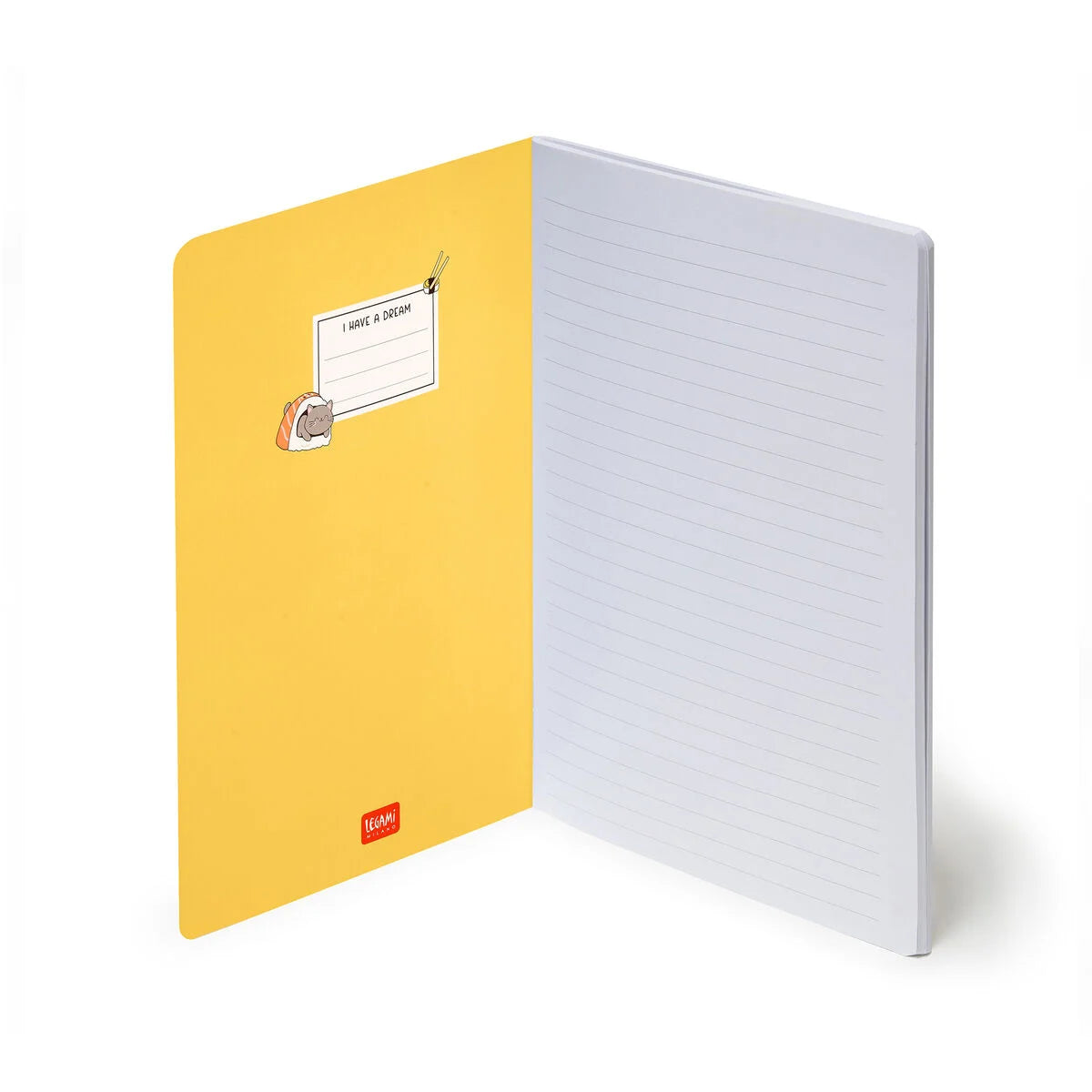 A5 Legami Lined Notebook With Illustrated Hardcover - Sushi Cat