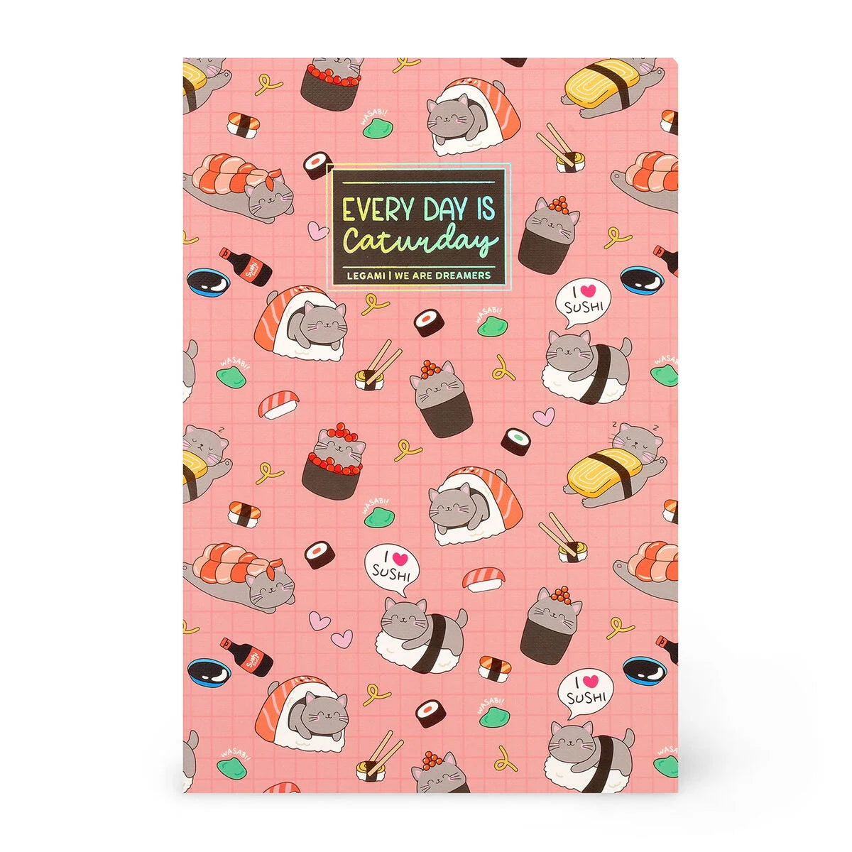 A5 Legami Lined Notebook With Illustrated Hardcover - Sushi Cat