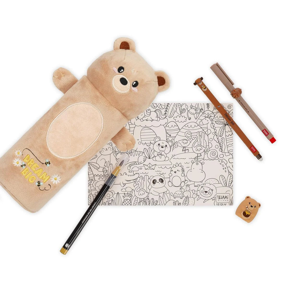 Legami Soft Plush Pencil Case - Super Soft! - Teddy Bear "Dream Big"
