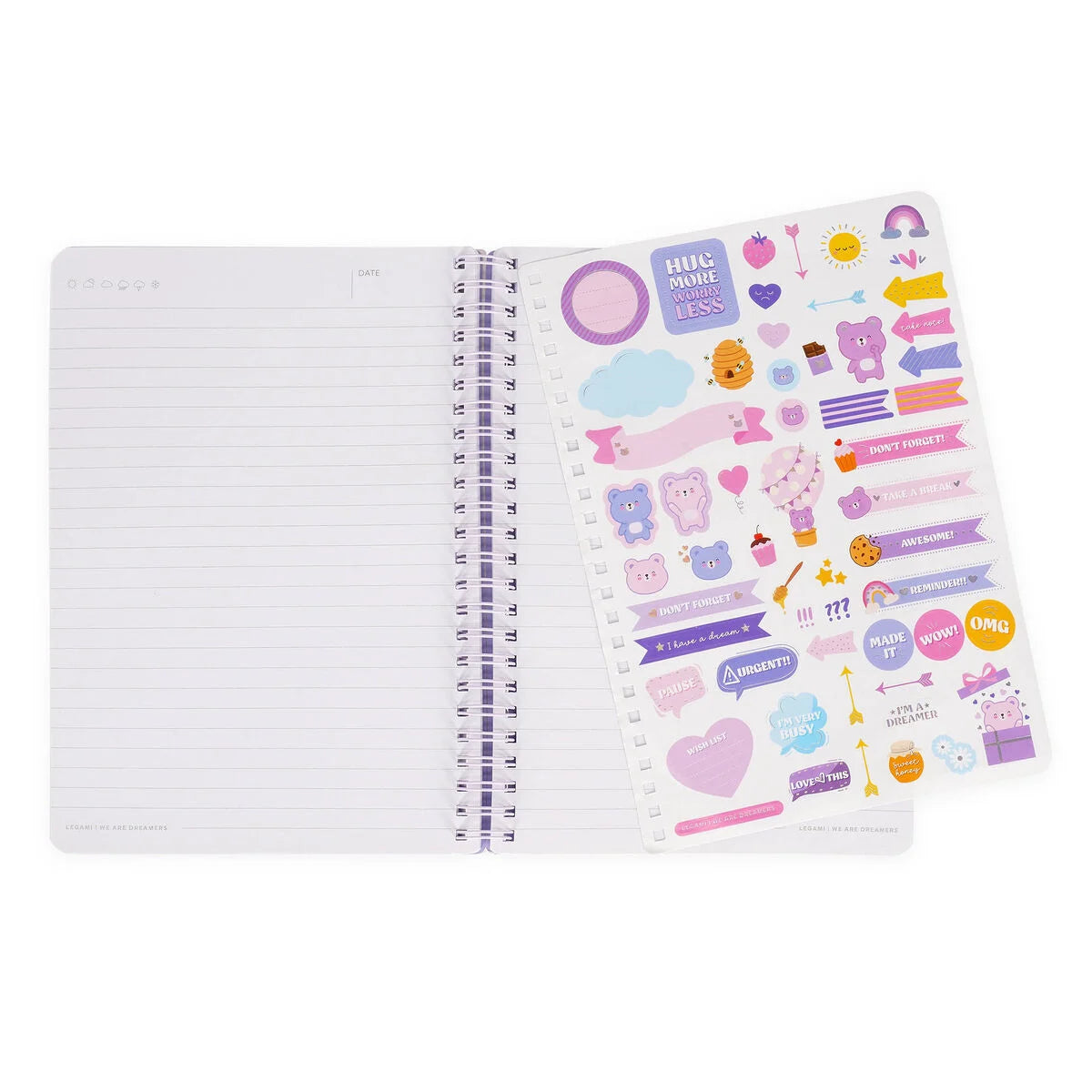 A5 Legami Spiral-Bound Lined Notebook With Illustrated Hardcover - Teddy Bear