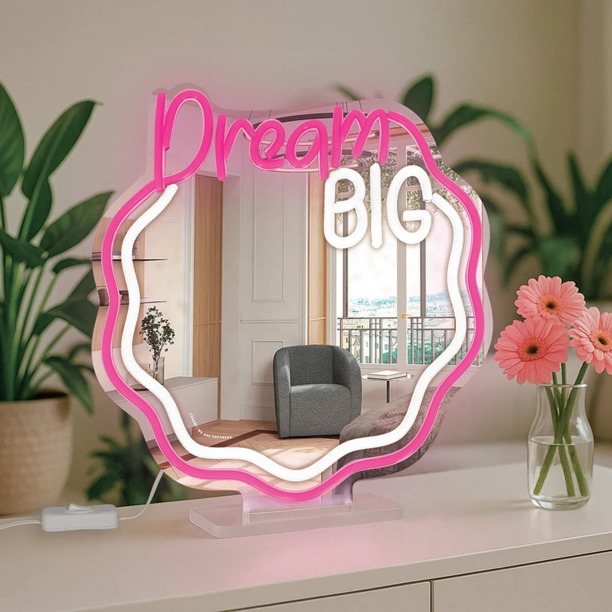 Legami Neon Light Mirror - It's A Sign - Dream Big