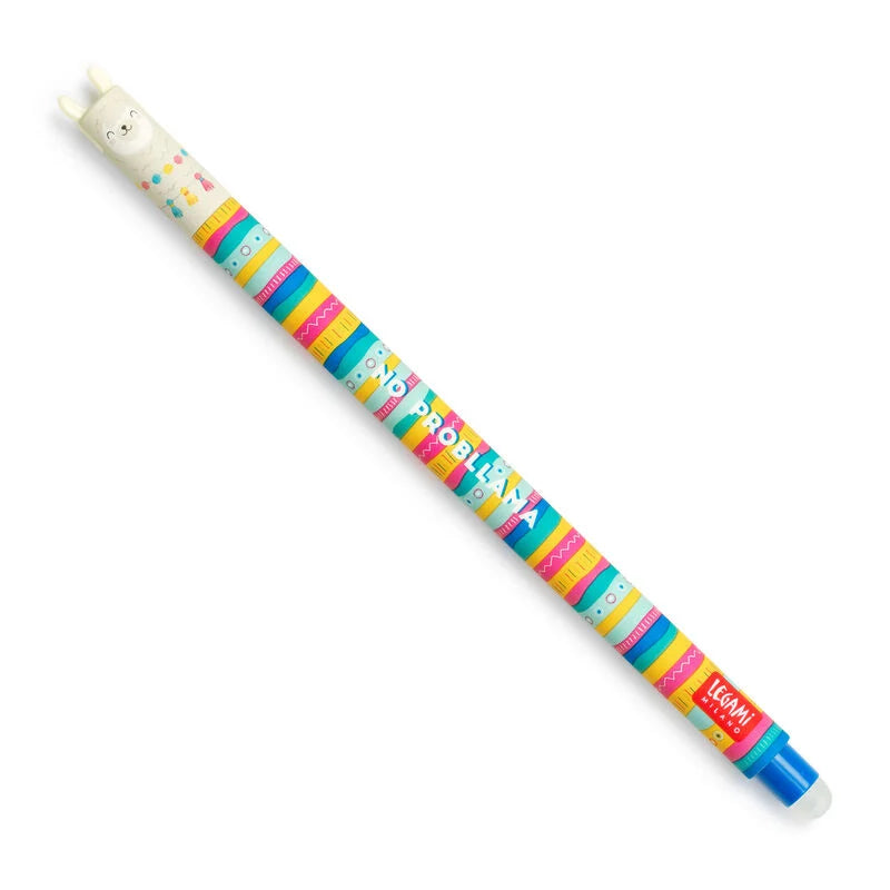 Legami Erasable Gel Pen 0.7mm Blue Ink - Llama "No Probllama"