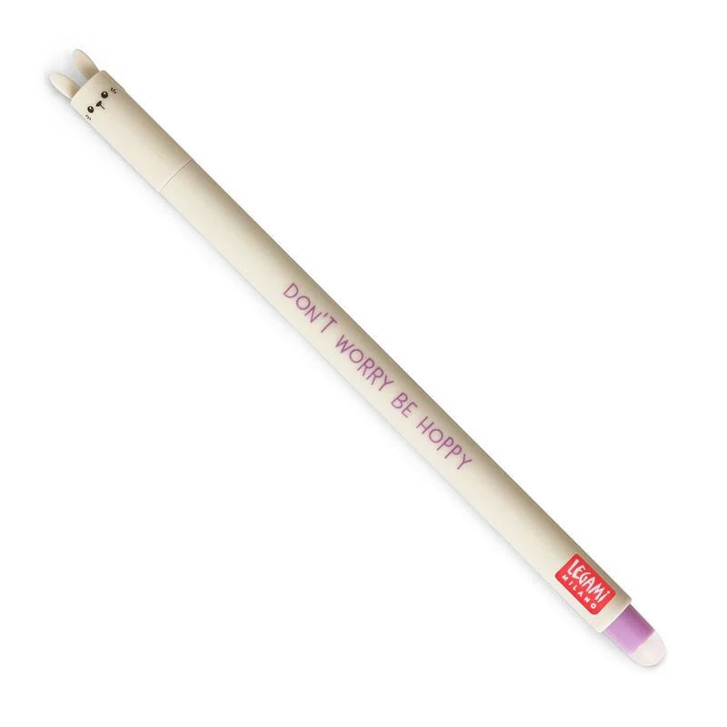 Legami Erasable Gel Pen 0.7mm Purple Ink - Bunny "Don't Worry Be Hoppy"