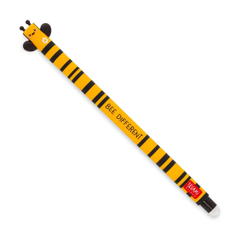 Legami Erasable Gel Pen 0.7mm Black Ink - Bee "Bee Different"