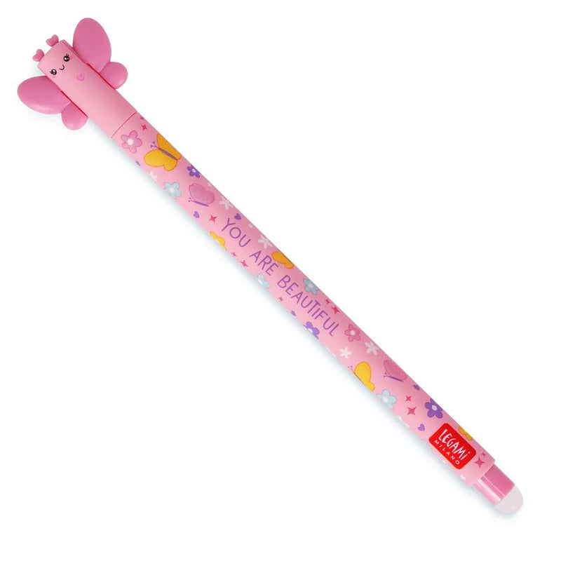 Legami Erasable Gel Pen 0.7mm Pink Ink - Butterfly "You Are Beautiful"