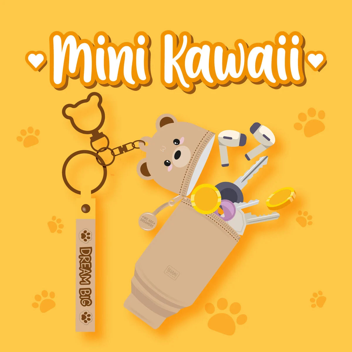Legami Coin Purse With Keychain - Mini Kawaii - Teddy Bear