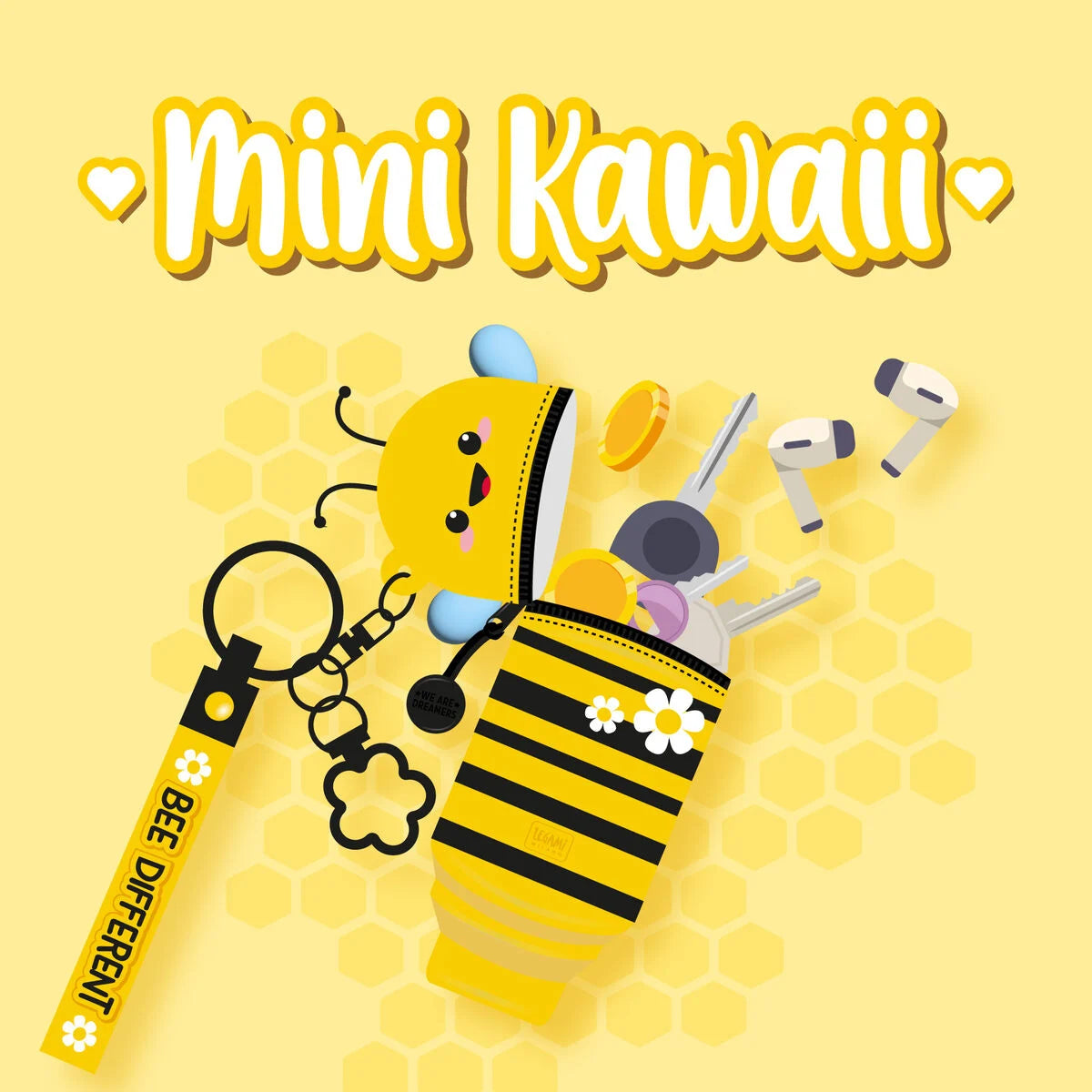 Legami Coin Purse With Keychain - Mini Kawaii - Bee