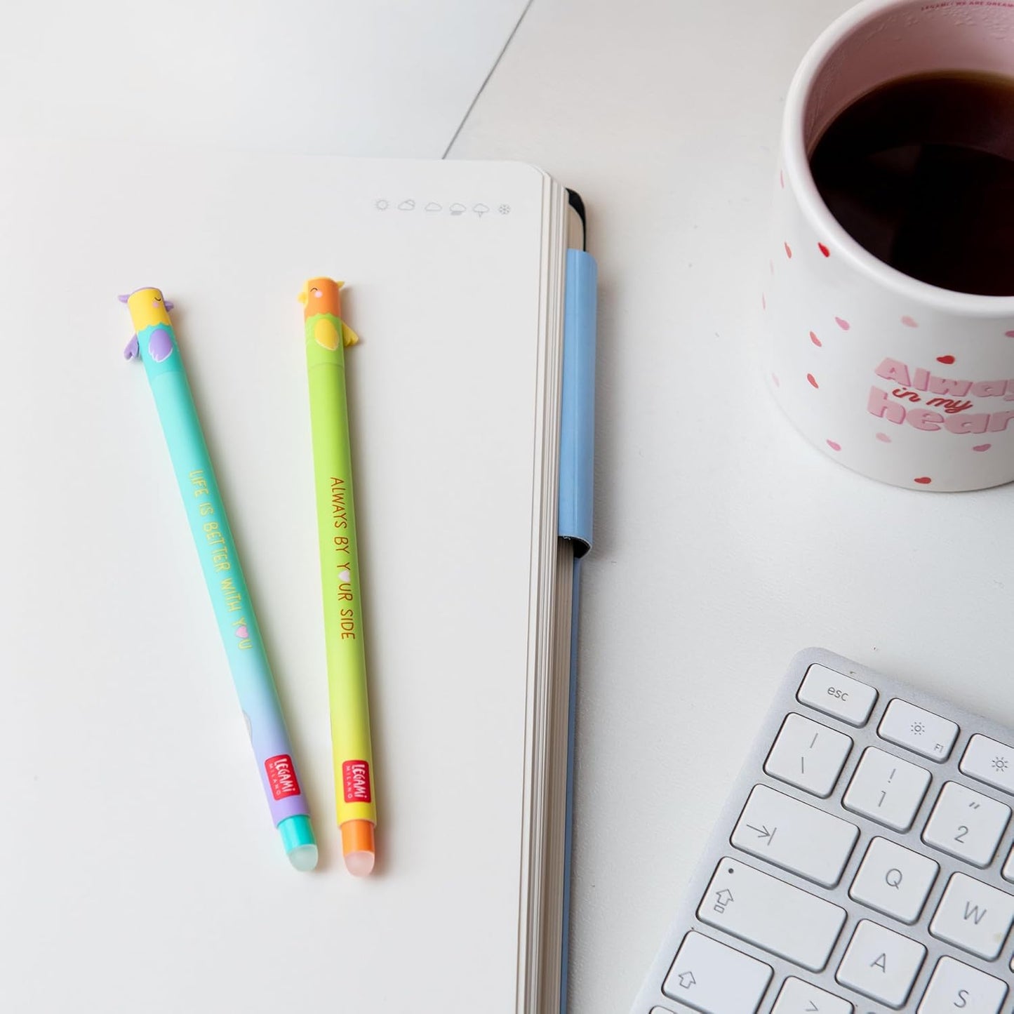 Legami Erasable Pens Set Of 2pcs - Better Together - Turquoise & Orange Ink