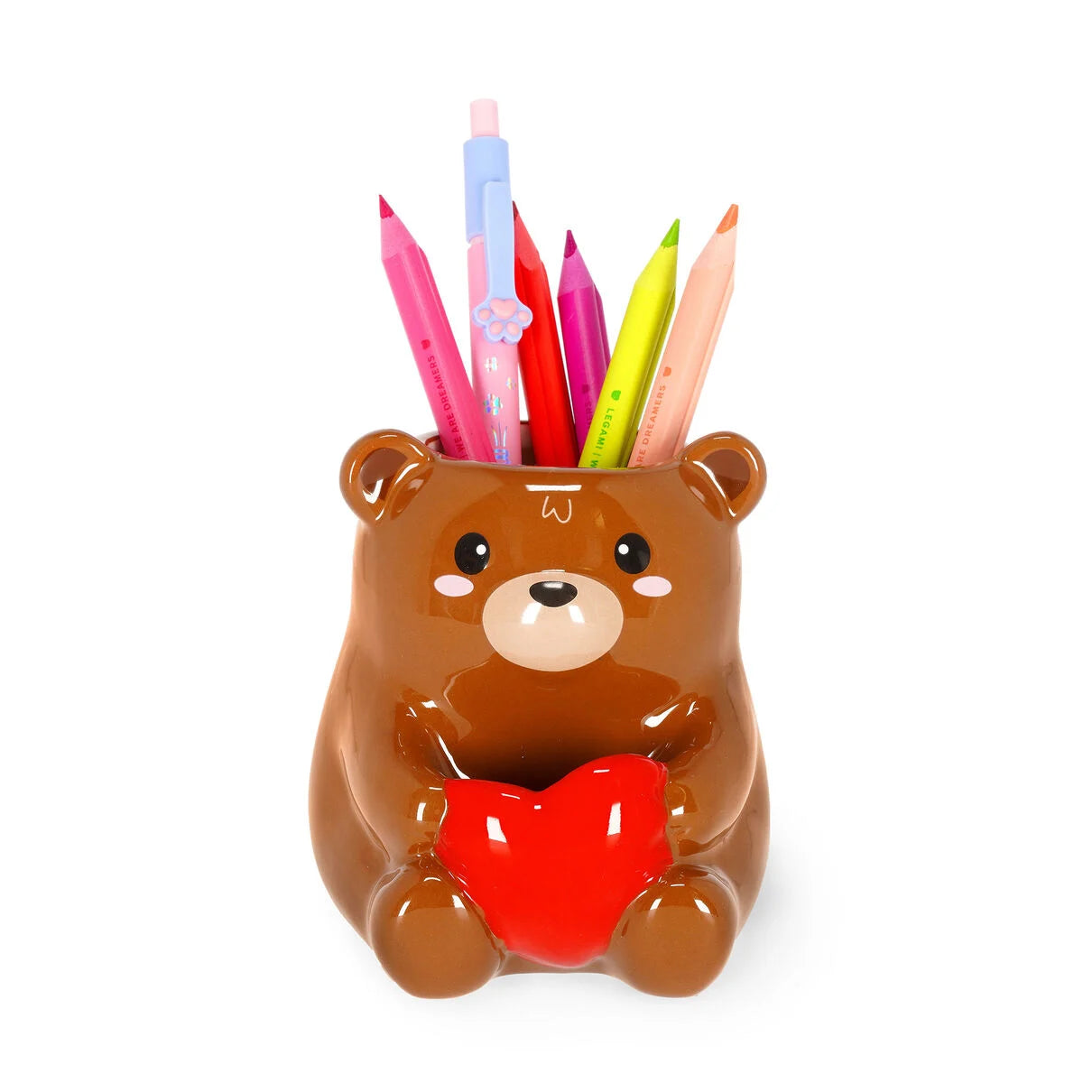 Legami Ceramic Pen Holder - Desk Friends - Teddy Bear
