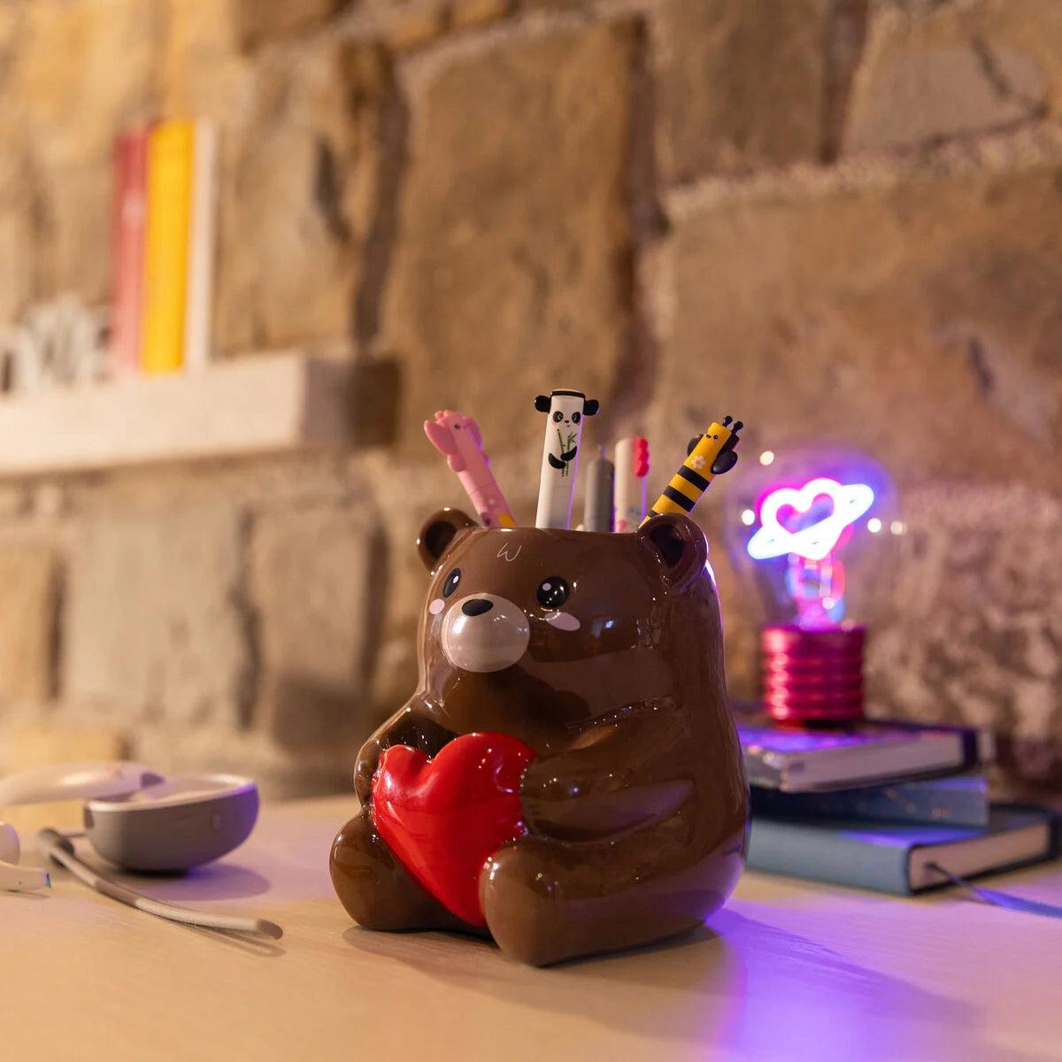 Legami Ceramic Pen Holder - Desk Friends - Teddy Bear