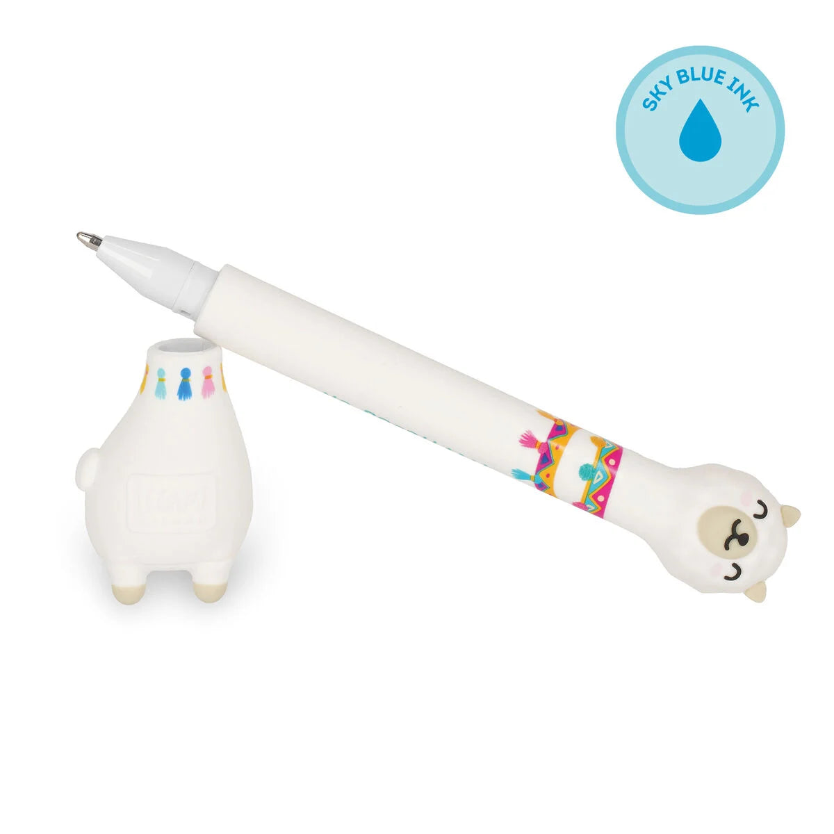 Legami Ballpoint Pen With Base - Stand-Ink Ovation - Llama / Sky Blue Ink