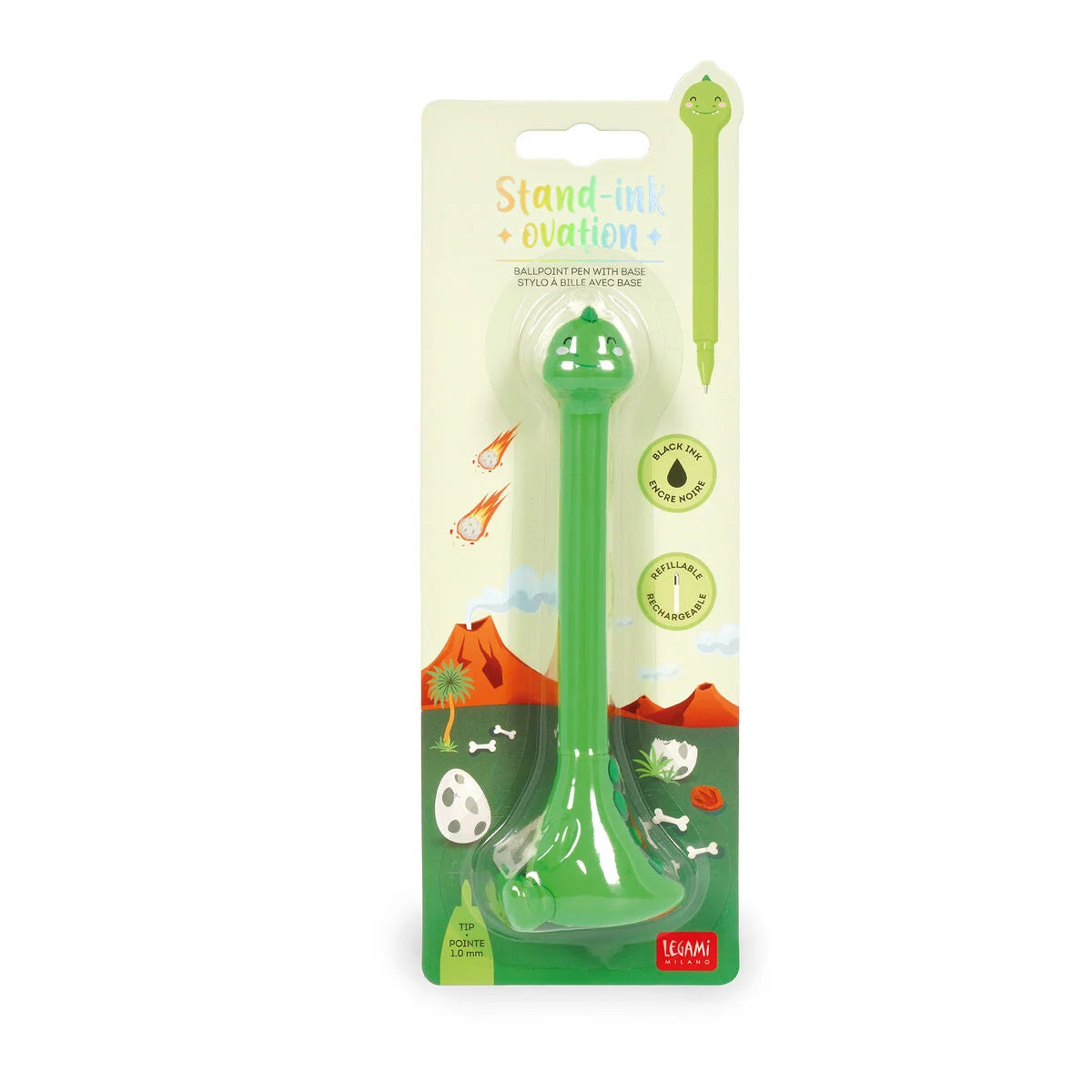 Legami Ballpoint Pen With Base - Stand-Ink Ovation - Dino / Black Ink