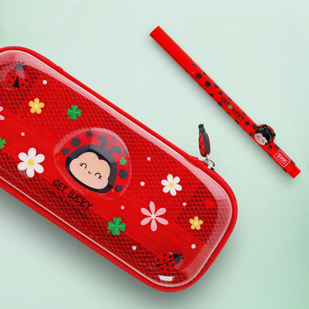 Legami Rigid Transparent Pencil Case - WonderWow - Ladybug