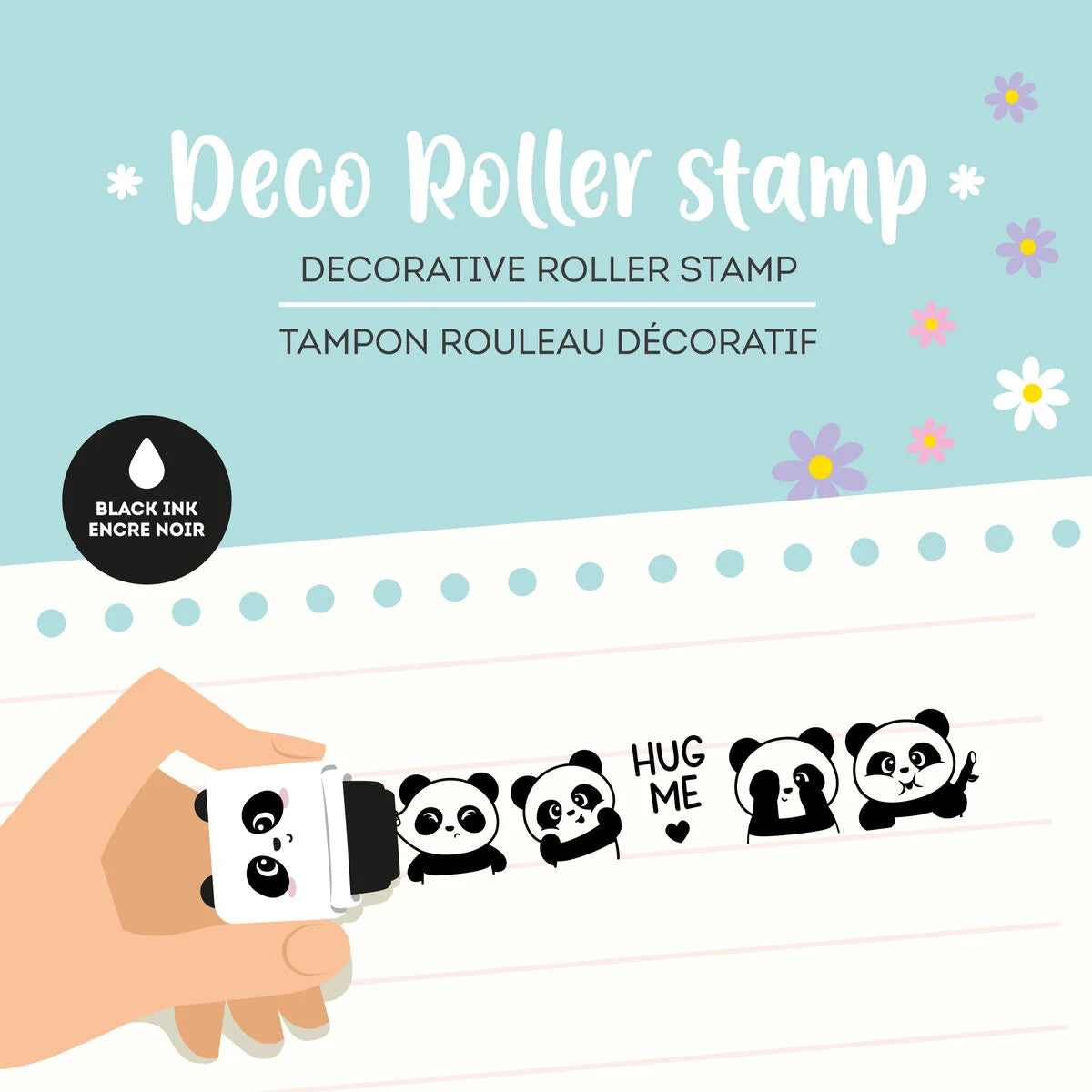 Legami Decorative Roller Stamp - Deco - Panda / Black Ink